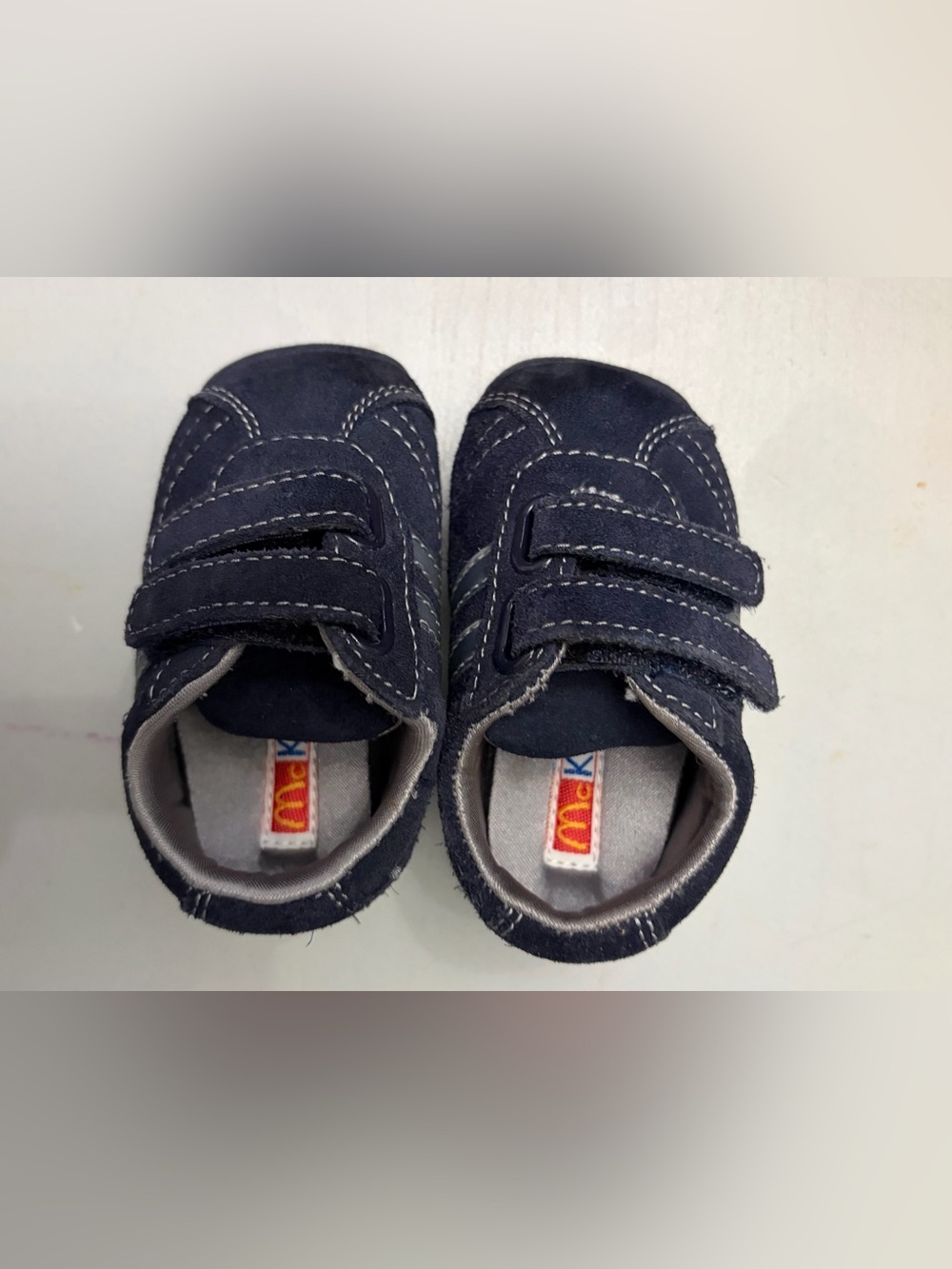 VTG McKids Blue Hook & Loop Strap Low Top Fabric Sneakers, Unisex Baby US 2 Y2K